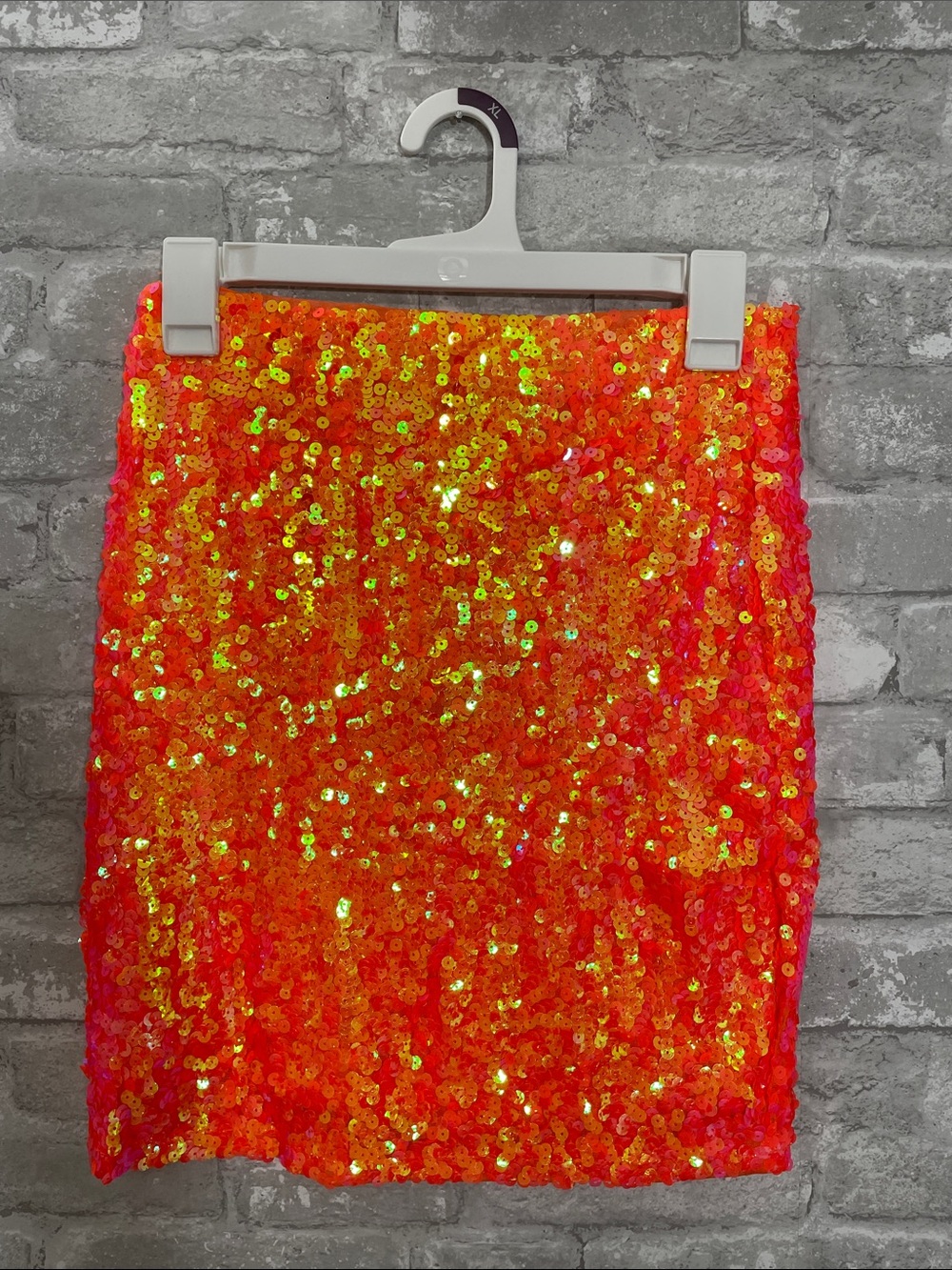 Maner Sequin Pencil Skirt in Vibrant Orange